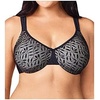 image:imageOlga Womens Sheer Leaves Minimizer BraRich BlackGray Contrast