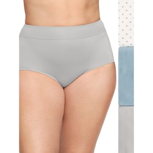 image:imageOlga Womens Olga By Warners Womens No Pinching No Problems 3 Pack Tailored High Waist Microfiber BriefsIvory Mist Duo DotPlatinumSmoke