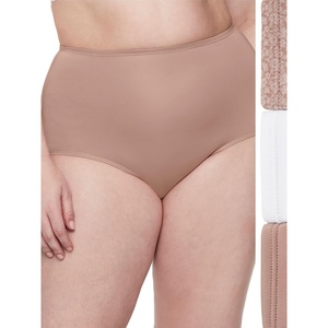 image:imageOlga womens Without a Stitch 3 Pack BriefToasted AlmondWhiteToasted Almond Botanical Ditsy