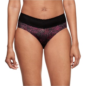 image:imageWarners womens No Pinching No Problems Digfree Comfort Waist With Lace Microfiber Hipster 5609jBlack Petals Print