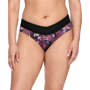 image:imageWarners womens No Pinching No Problems Digfree Comfort Waist With Lace Microfiber Hipster 5609jBlack Watercolor Garden