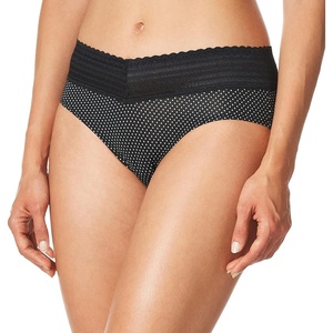 image:imageWarners womens No Pinching No Problems Digfree Comfort Waist With Lace Microfiber Hipster 5609jBlack White Dot