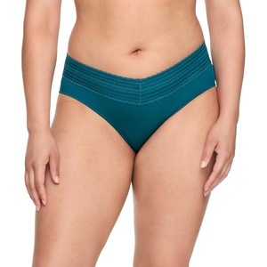 image:imageWarners womens No Pinching No Problems Digfree Comfort Waist With Lace Microfiber Hipster 5609jBlue Coral