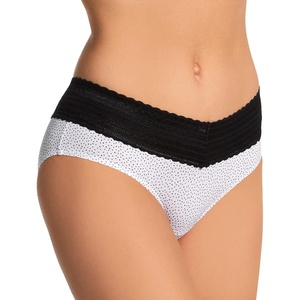 image:imageWarners womens No Pinching No Problems Digfree Comfort Waist With Lace Microfiber Hipster 5609jCute White Dot
