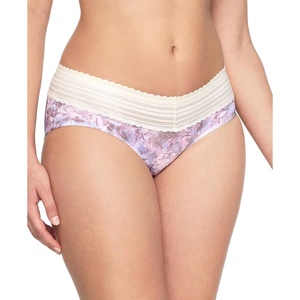 image:imageWarners womens No Pinching No Problems Digfree Comfort Waist With Lace Microfiber Hipster 5609jIvory Mist  Primrose Watercolor Garden
