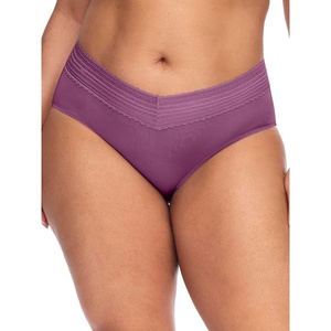 image:imageWarners womens No Pinching No Problems Digfree Comfort Waist With Lace Microfiber Hipster 5609jPlum