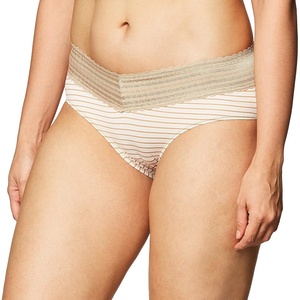 image:imageWarners womens No Pinching No Problems Digfree Comfort Waist With Lace Microfiber Hipster 5609jToasted Almond Stripe