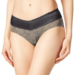 image:imageWarners womens No Pinching No Problems Digfree Comfort Waist With Lace Microfiber Hipster 5609jToasted AlmondBlack Swirl Pant